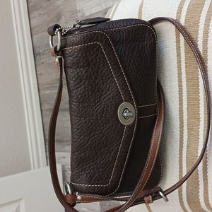 Coach Crossbody  Chocolate brown and tan leather Purple lining